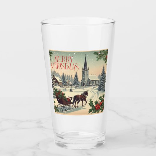 Klassiek/vintage kerstscène glas (Voorkant)