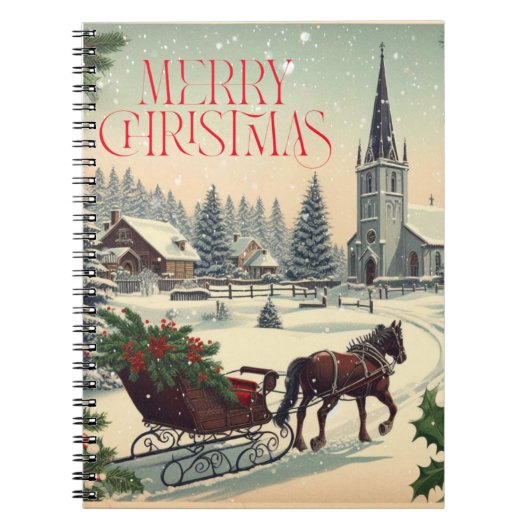 Klassiek/vintage kerstscène notitieboek (Voorkant)
