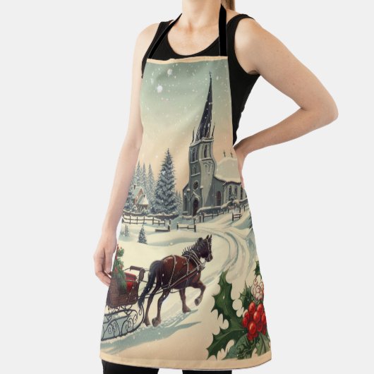Klassiek/vintage kerstscène schort (Insitu)