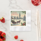 Klassiek/vintage kerstscène servet (Insitu)