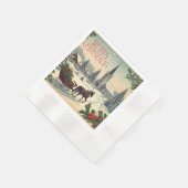 Klassiek/vintage kerstscène servet (Hoek)
