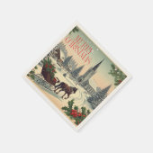 Klassiek/vintage kerstscène servet (Hoek)
