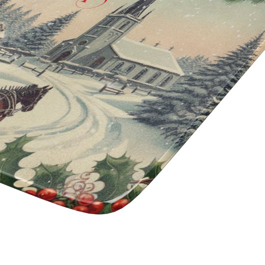 Klassiek/vintage kerstscène snijplank (Hoek)