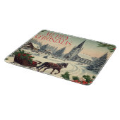 Klassiek/vintage kerstscène snijplank (Hoek)