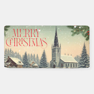 Klassiek/vintage kerstscène spandoek