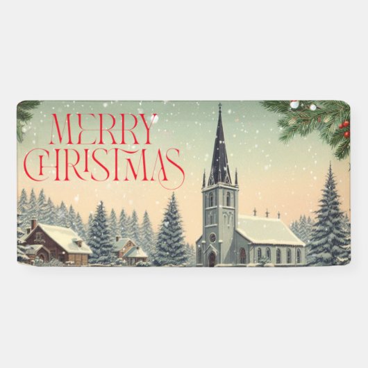 Klassiek/vintage kerstscène spandoek (Horizontaal)