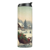 Klassiek/vintage kerstscène thermosbeker (Gedraaid links)