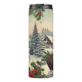 Klassiek/vintage kerstscène thermosbeker (Achterkant)