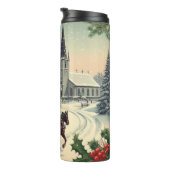 Klassiek/vintage kerstscène thermosbeker (Geroteerd rechts)