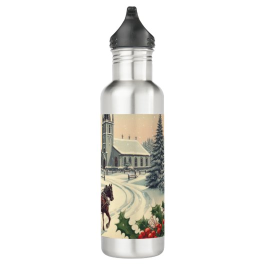 Klassiek/vintage kerstscène waterfles  (Rechts)