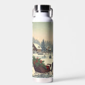 Klassiek/vintage kerstscène waterfles (Voorkant)