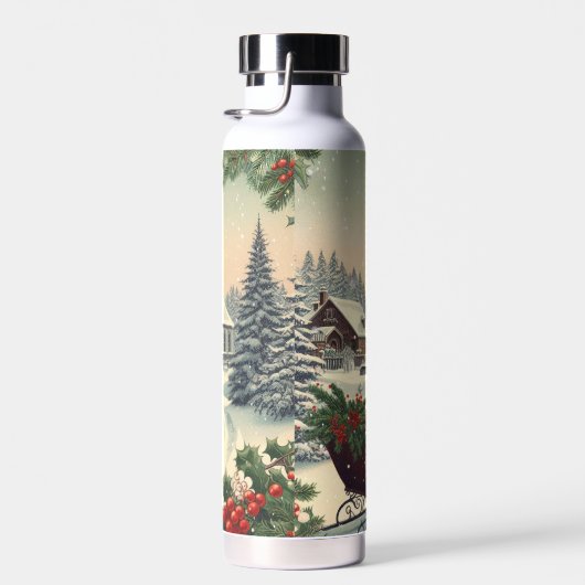 Klassiek/vintage kerstscène waterfles (Rechts)