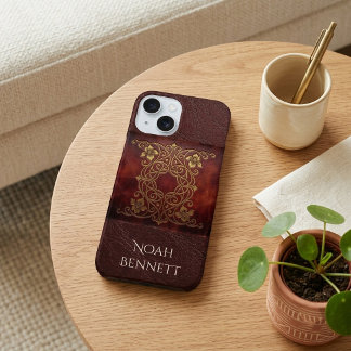 Klassiek vintage lederen bordeauxrood Victoriaans  iPhone 16 Hoesje