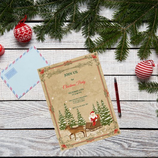 Klassiek Vintage Nostalgisch Kerstmis Kaart