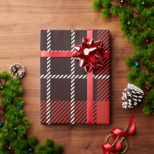 Klassiek Vintage Rood Buffalo Plaid Kerstmis Cadeaupapier