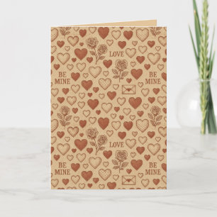 Klassiek, vintage Valentijnsdag patroon Kaart