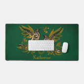Klassiek Vintage Vogel Bloem Groen Bureaumat (Keyboard & Muis)