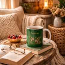 Klassiek Vintage Vogel Bloem Groen