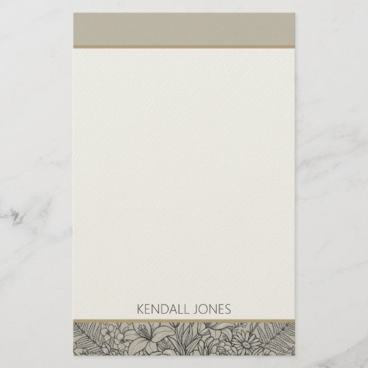 Klassiek Vintage Wilde Bloem Custom Briefpapier (Voorkant)