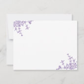 Klassiek  Violet Floral Crest Monogram Notitiekaartje (Achterkant)