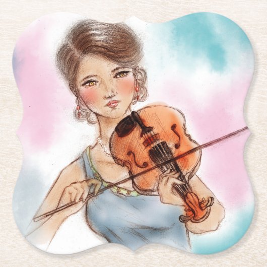 Klassiek Violin Lady Shaped Onderzetter, kunst Kartonnen Onderzetters (Voorkant)