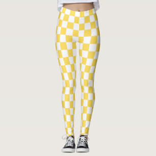 Klassiek visueel geel schaakbord  leggings
