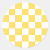 Klassiek visueel geel schaakbord ronde sticker (Voorkant)