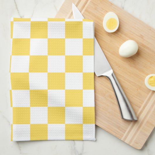 Klassiek visueel geel schaakbord theedoek (Quarter Fold)