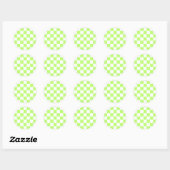 Klassiek visueel lime schaakbord ronde sticker (Vel)