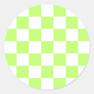 Klassiek visueel lime schaakbord ronde sticker