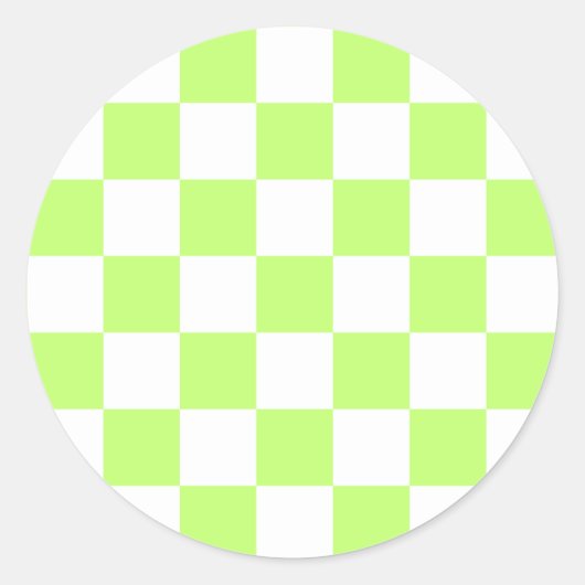 Klassiek visueel lime schaakbord ronde sticker (Voorkant)