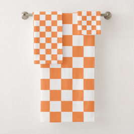 Klassiek visueel oranje dambordpatroon  bad handdoek