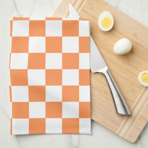 Klassiek visueel oranje dambordpatroon theedoek