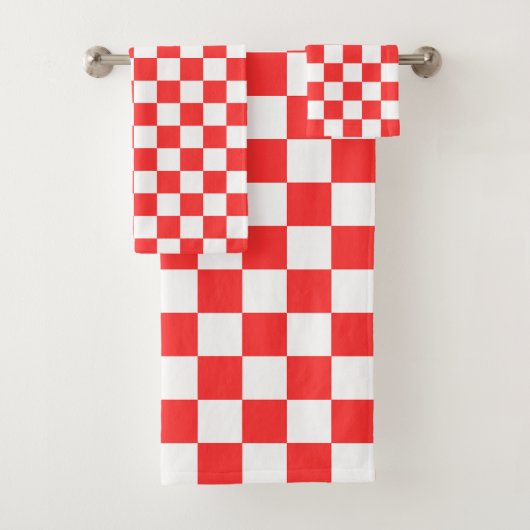 Klassiek visueel rood schaakbord bad handdoek (Insitu)
