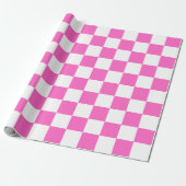 Klassiek visueel roze dambord cadeaupapier (Uitgerold)