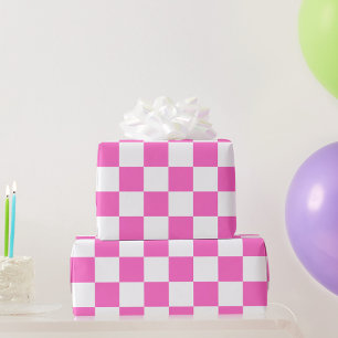 Klassiek visueel roze dambord cadeaupapier