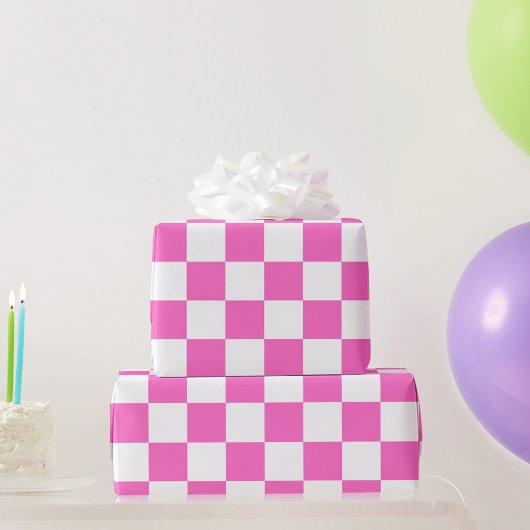 Klassiek visueel roze dambord cadeaupapier