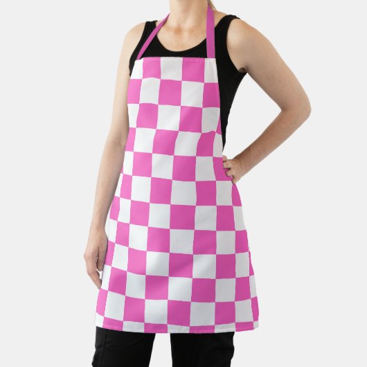 Klassiek visueel roze dambordpatroon schort (Insitu)