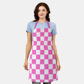 Klassiek visueel roze dambordpatroon schort (Gedragen)