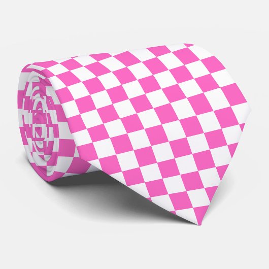 Klassiek visueel roze dambordpatroon stropdas