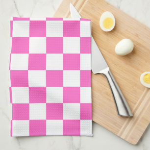 Klassiek visueel roze dambordpatroon theedoek