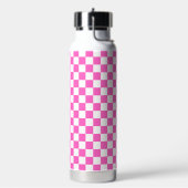 Klassiek visueel roze dambordpatroon waterfles (Links)