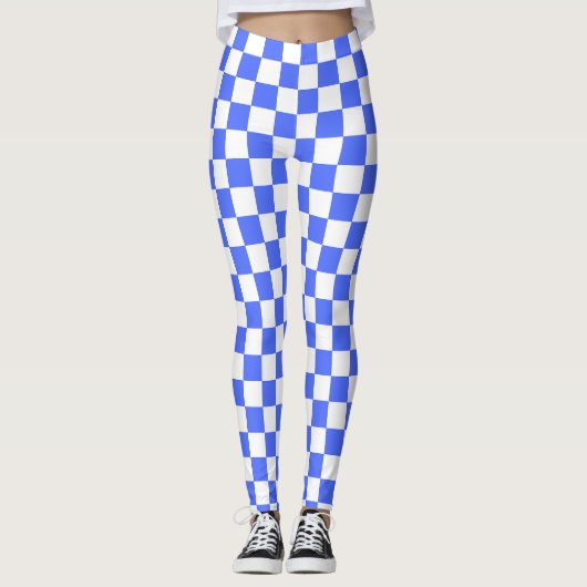 Klassiek visueel saffier dambordpatroon leggings (Voorkant)