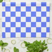 Klassiek visueel saffier dambordpatroon theedoek (Gevouwen)