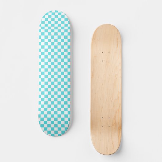 Klassiek visueel turkoois blauw dambordpatroon  persoonlijk skateboard (Voorkant)