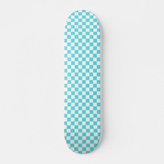 Klassiek visueel turkoois blauw dambordpatroon persoonlijk skateboard (Voorkant)