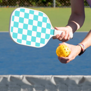 Klassiek visueel turkoois blauwe ruit  pickleball paddle