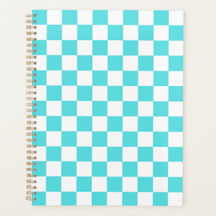 Klassiek visueel turkooisblauw schaakbordpatroon planner