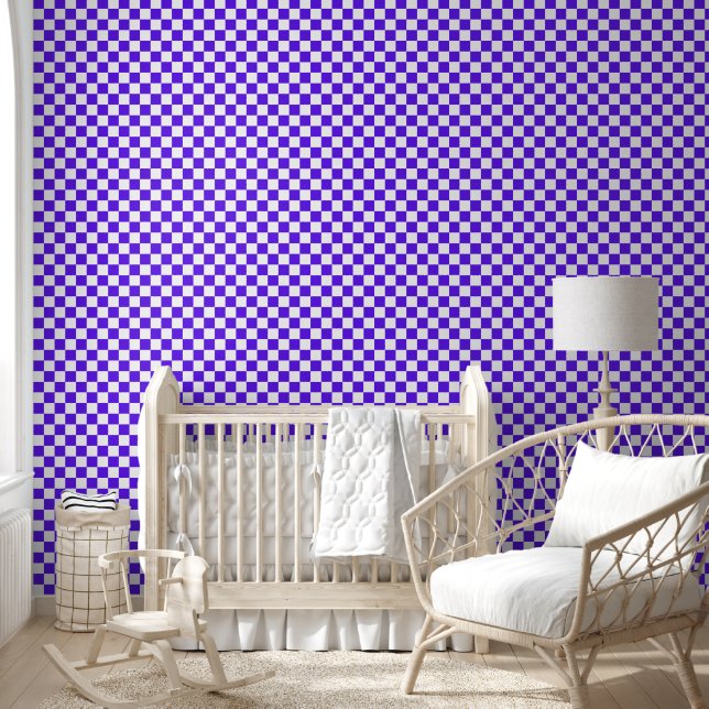 Klassiek visueel violett schaakbord  behang (Kinderen)