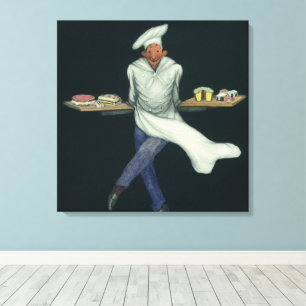 Klassiek Voedselbedrijf, Banketbakker met Gebakdes Canvas Afdruk